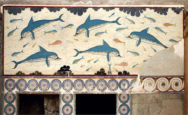 ancient artwork of dolphins
