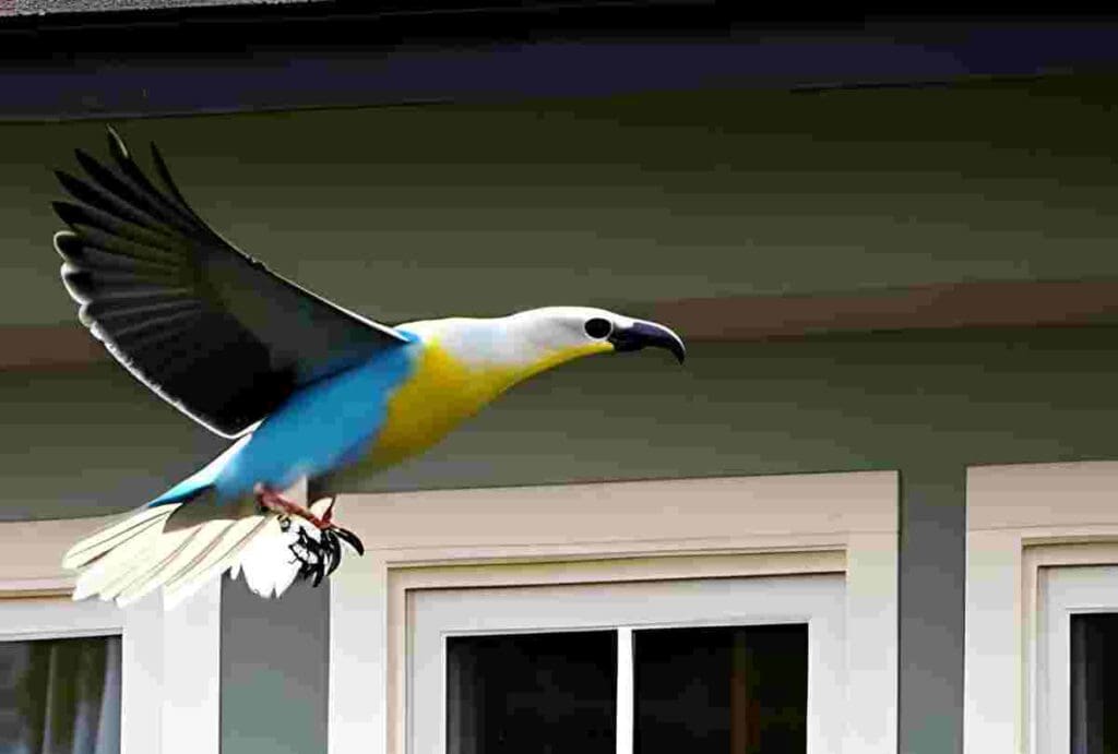 bird flies inside a house