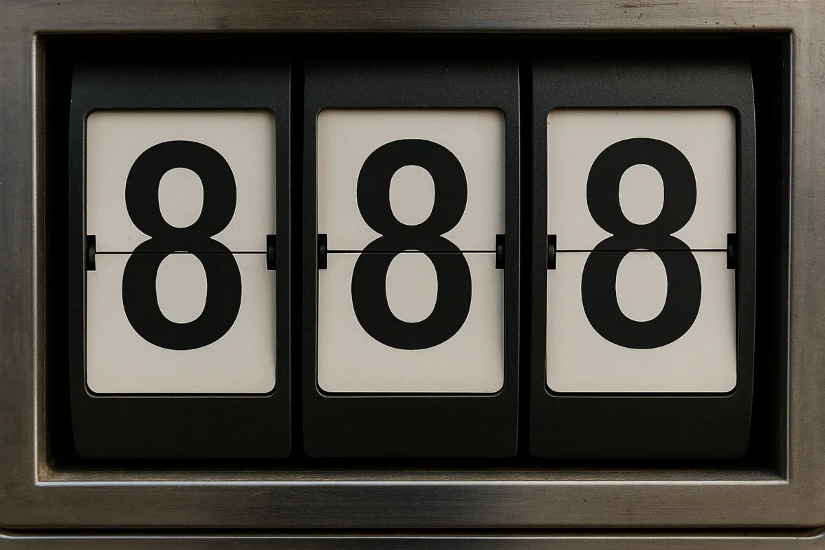 A clock showing the impossible 888 Angel Number as a symbol of assured prosperity and financial success